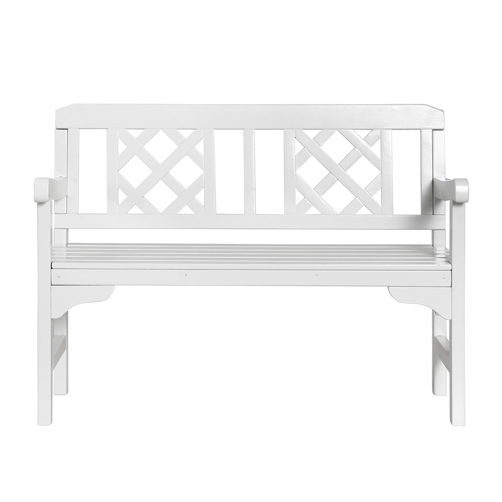 Gardeon Outdoor Garden Bench Wooden Chair 2 Seat Patio Furniture Lounge White - OZ Home Deals