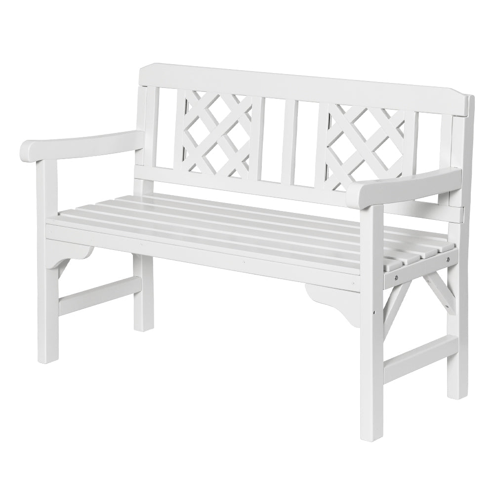 Gardeon Outdoor Garden Bench Wooden Chair 2 Seat Patio Furniture Lounge White - OZ Home Deals