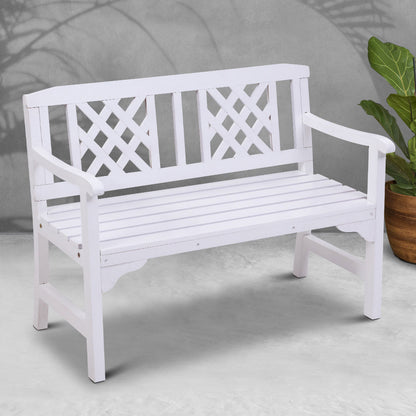 Gardeon Outdoor Garden Bench Wooden Chair 2 Seat Patio Furniture Lounge White - OZ Home Deals