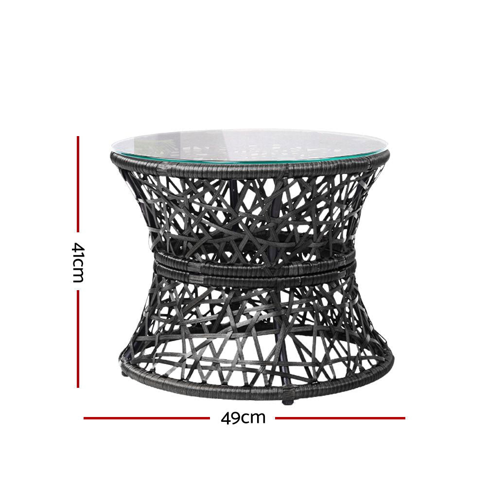 Gardeon Outdoor Lounge Setting Furniture Wicker Papasan Chairs Table Patio Black - OZ Home Deals