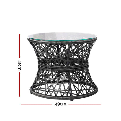 Gardeon Outdoor Lounge Setting Furniture Wicker Papasan Chairs Table Patio Black - OZ Home Deals