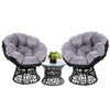 Gardeon Outdoor Lounge Setting Furniture Wicker Papasan Chairs Table Patio Black - OZ Home Deals