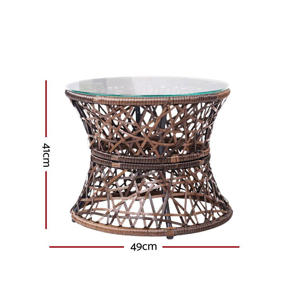 Gardeon Outdoor Lounge Setting Furniture Wicker Papasan Chairs Table Patio Brown - OZ Home Deals