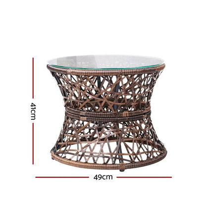 Gardeon Outdoor Lounge Setting Furniture Wicker Papasan Chairs Table Patio Brown - OZ Home Deals