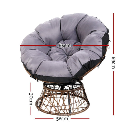 Gardeon Outdoor Lounge Setting Furniture Wicker Papasan Chairs Table Patio Brown - OZ Home Deals