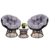 Gardeon Outdoor Lounge Setting Furniture Wicker Papasan Chairs Table Patio Brown - OZ Home Deals
