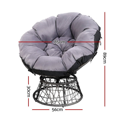 Gardeon Outdoor Lounge Setting Furniture Wicker Papasan Chairs Table Patio Grey - OZ Home Deals