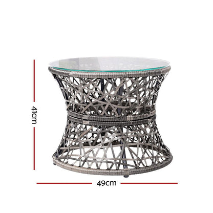 Gardeon Outdoor Lounge Setting Furniture Wicker Papasan Chairs Table Patio Grey - OZ Home Deals