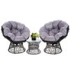 Gardeon Outdoor Lounge Setting Furniture Wicker Papasan Chairs Table Patio Grey - OZ Home Deals