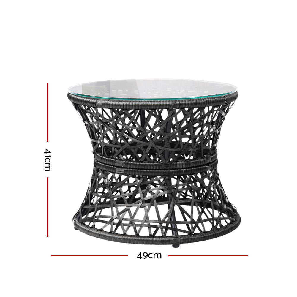 Gardeon Outdoor Lounge Setting Papasan Chair Wicker Table Garden Furniture Black - OZ Home Deals