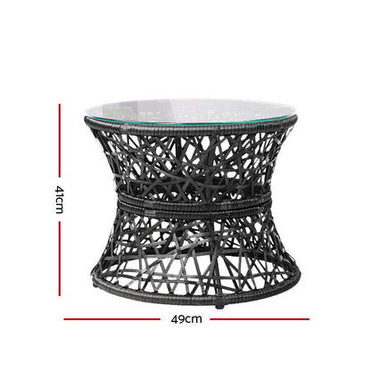 Gardeon Outdoor Lounge Setting Papasan Chair Wicker Table Garden Furniture Black - OZ Home Deals