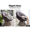 Gardeon Outdoor Lounge Setting Papasan Chair Wicker Table Garden Furniture Brown - OZ Home Deals