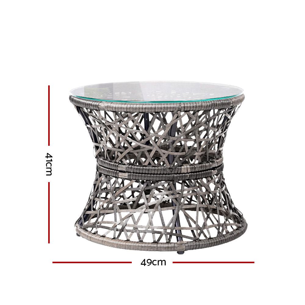 Gardeon Outdoor Lounge Setting Papasan Chair Wicker Table Garden Furniture Grey - OZ Home Deals