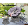 Gardeon Outdoor Lounge Setting Papasan Chair Wicker Table Garden Furniture Grey - OZ Home Deals