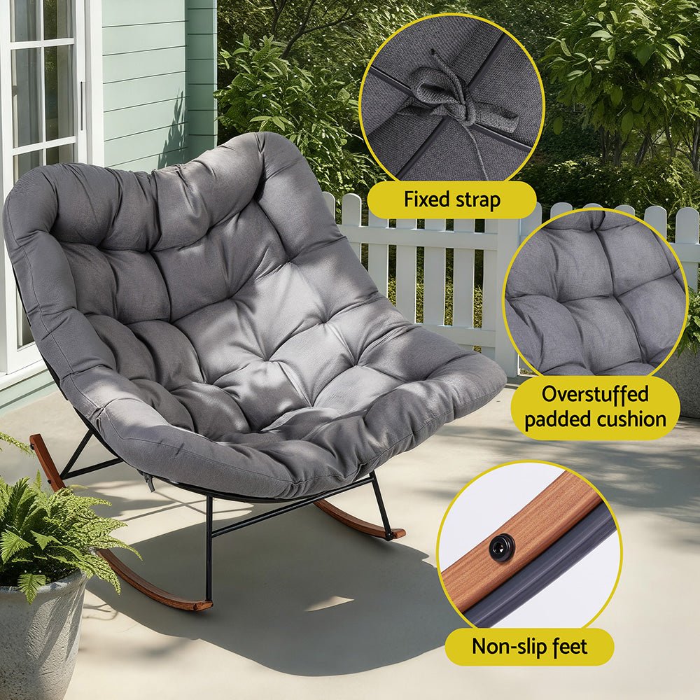Gardeon Outdoor Rocking Chair Furniture Papasan Recliner Garden Patio Lounge Setting - OZ Home Deals