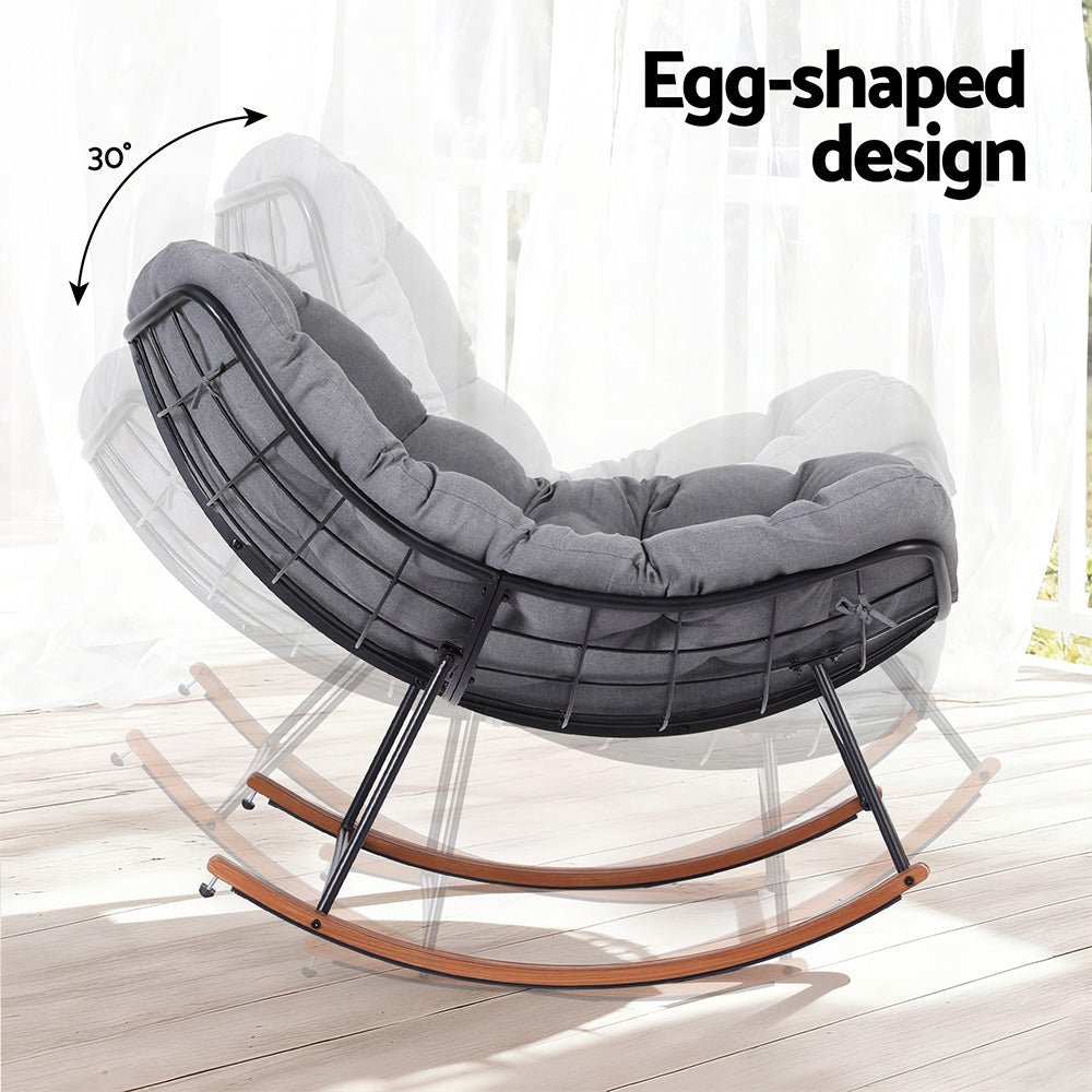 Gardeon Outdoor Rocking Chair Furniture Papasan Recliner Garden Patio Lounge Setting - OZ Home Deals