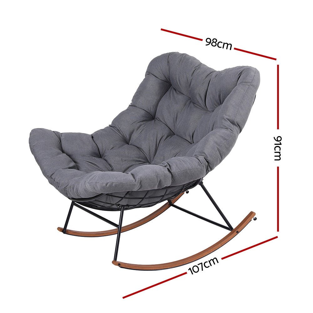 Gardeon Outdoor Rocking Chair Furniture Papasan Recliner Garden Patio Lounge Setting - OZ Home Deals