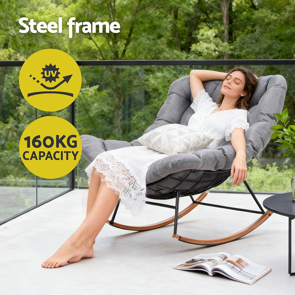 Gardeon Outdoor Rocking Chair Furniture Papasan Recliner Garden Patio Lounge Setting - OZ Home Deals