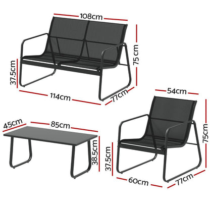 Gardeon Outdoor Sofa Set Lounge Setting Textilene Table and Chairs Garden Patio Furniture - OZ Home Deals
