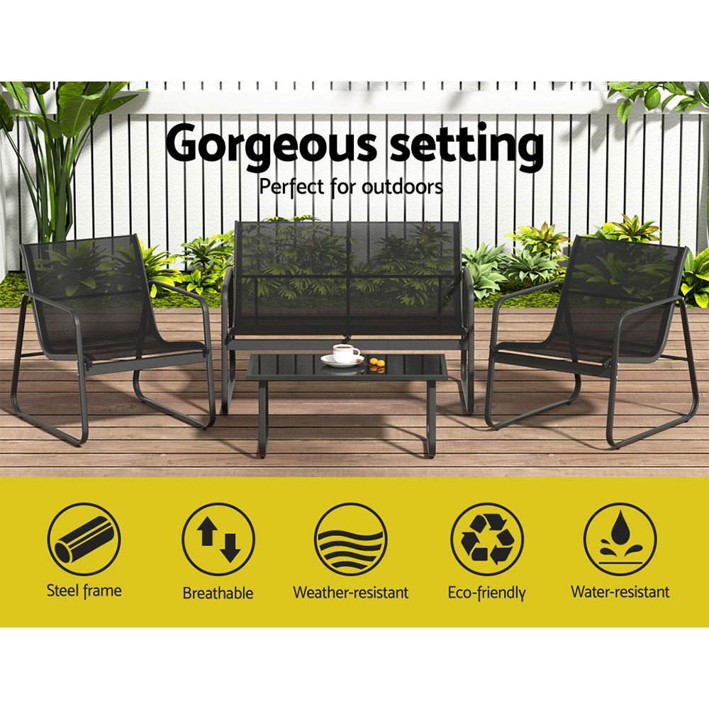 Gardeon Outdoor Sofa Set Lounge Setting Textilene Table and Chairs Garden Patio Furniture - OZ Home Deals