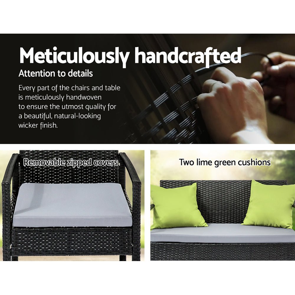Gardeon Outdoor Sofa Set Wicker Lounge Setting Table and Chairs Patio Furniture - OZ Home Deals