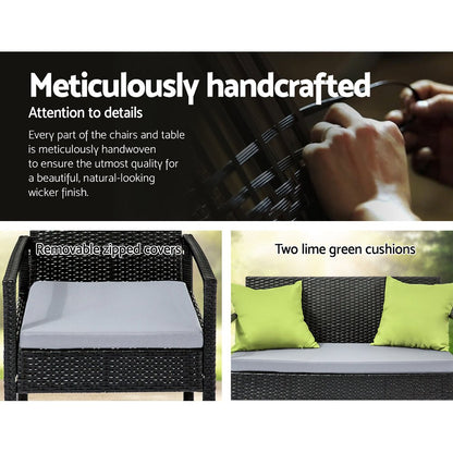 Gardeon Outdoor Sofa Set Wicker Lounge Setting Table and Chairs Patio Furniture - OZ Home Deals