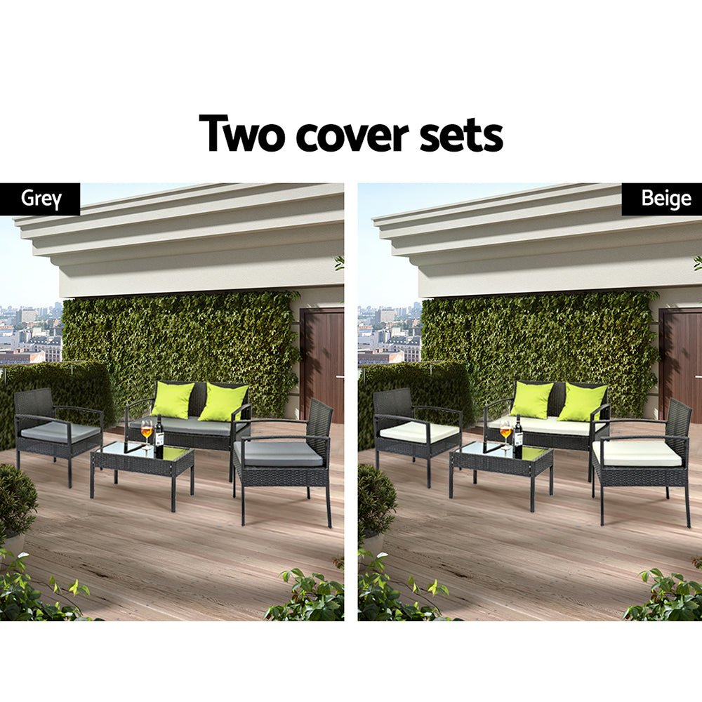 Gardeon Outdoor Sofa Set Wicker Lounge Setting Table and Chairs Patio Furniture - OZ Home Deals