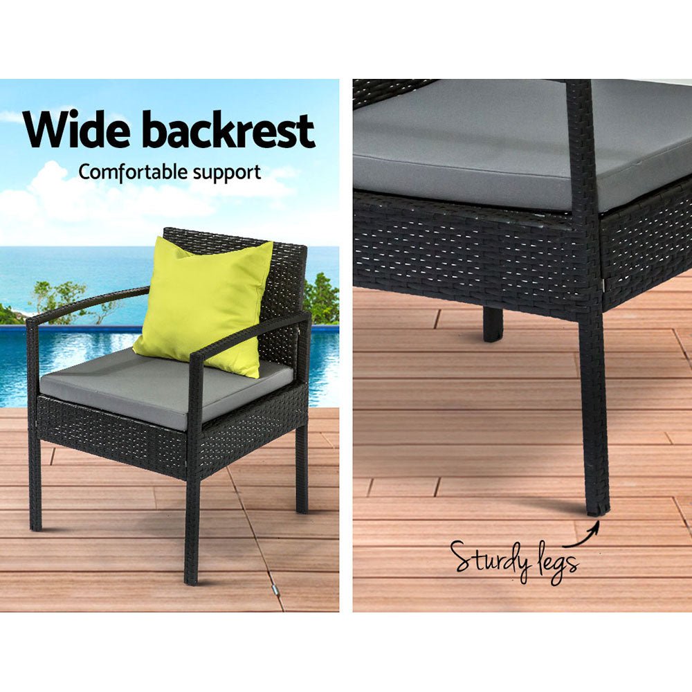 Gardeon Outdoor Sofa Set Wicker Lounge Setting Table and Chairs Storage Cover - OZ Home Deals