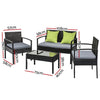 Gardeon Outdoor Sofa Set Wicker Lounge Setting Table and Chairs Storage Cover - OZ Home Deals