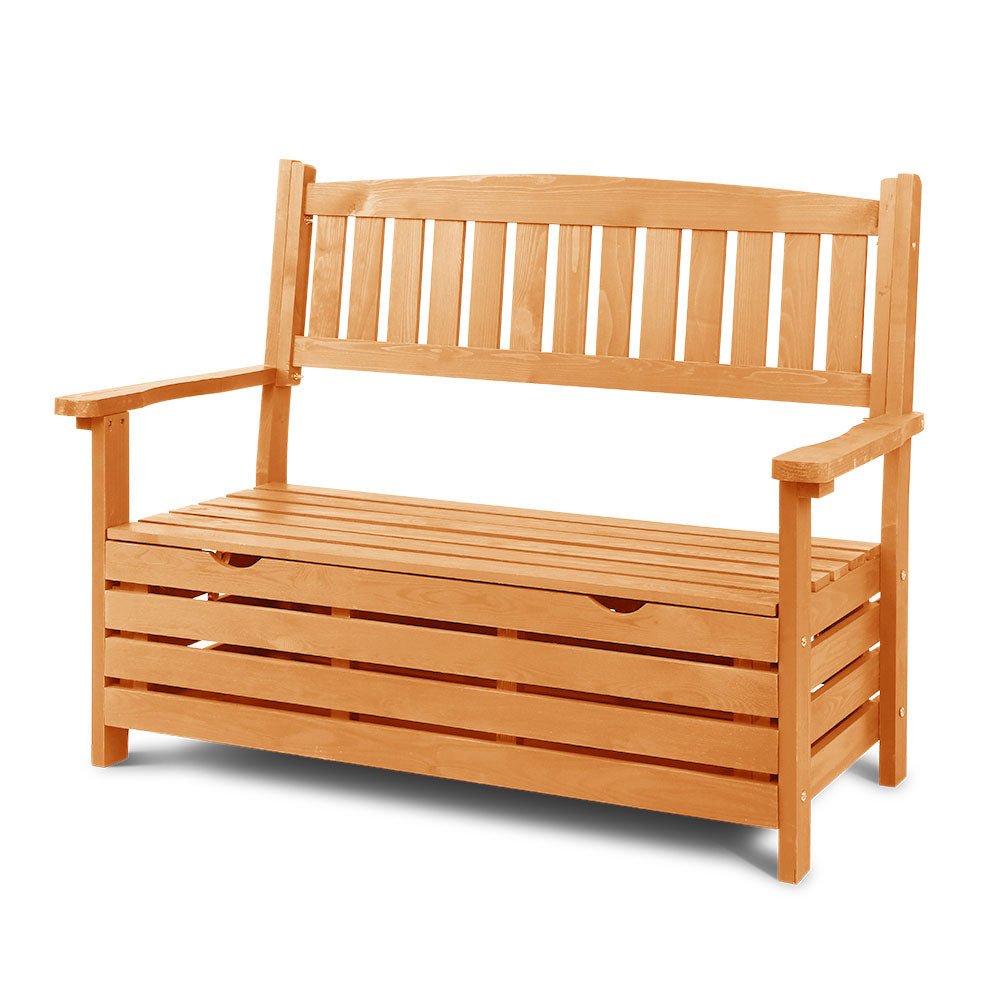 Gardeon Outdoor Storage Bench Box Wooden Garden Chair 2 Seat Timber Furniture - OZ Home Deals