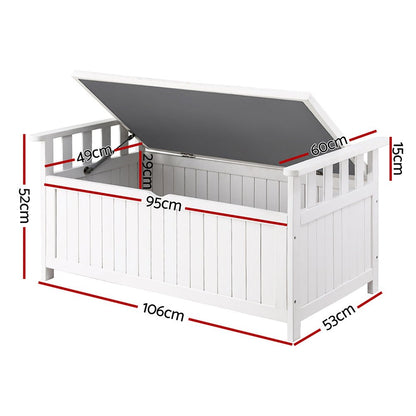 Gardeon Outdoor Storage Bench Box Wooden Garden Toy Tool Patio Furniture White - OZ Home Deals