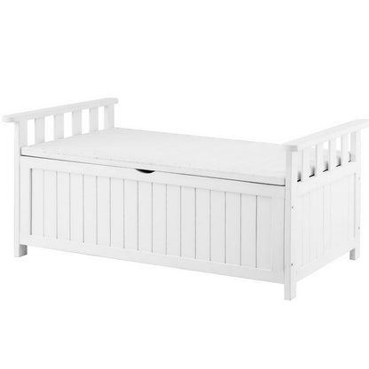 Gardeon Outdoor Storage Bench Box Wooden Garden Toy Tool Patio Furniture White - OZ Home Deals