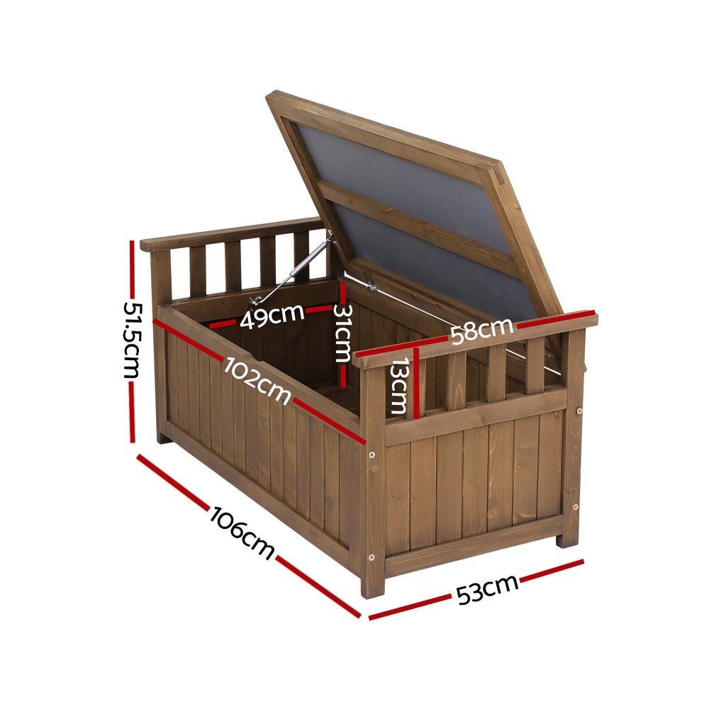 Gardeon Outdoor Storage Bench Box Wooden Garden Toy Tool Sheds Patio Furniture Brown - OZ Home Deals