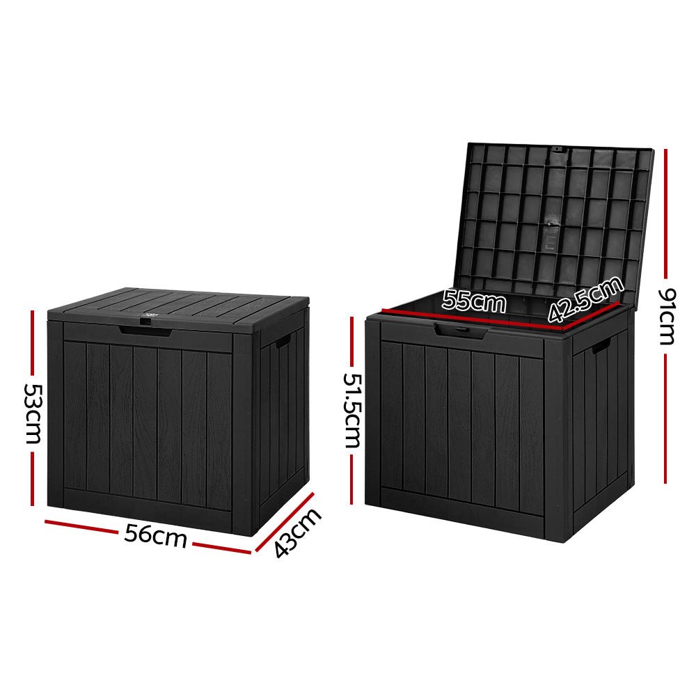 Gardeon Outdoor Storage Box 118L Container Lockable Garden Toy Tool Shed Black - OZ Home Deals