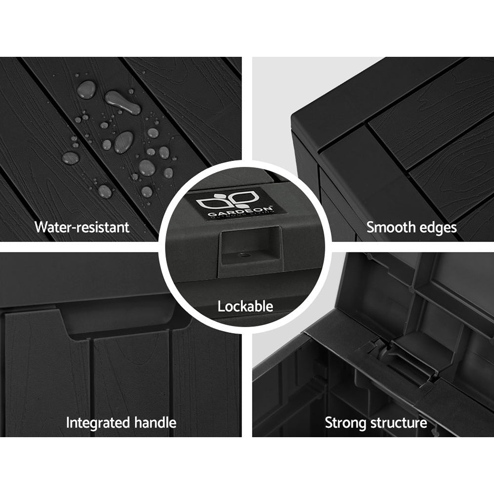 Gardeon Outdoor Storage Box 118L Container Lockable Garden Toy Tool Shed Black - OZ Home Deals