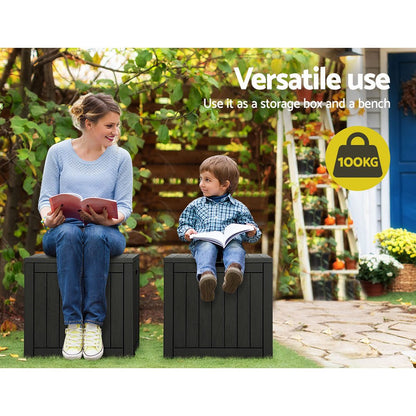 Gardeon Outdoor Storage Box 118L Container Lockable Garden Toy Tool Shed Black - OZ Home Deals