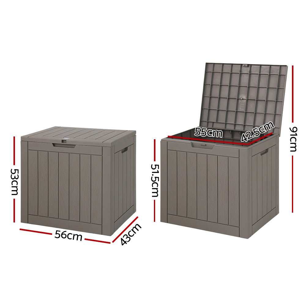 Gardeon Outdoor Storage Box 118L Container Lockable Garden Toy Tool Shed Grey - OZ Home Deals