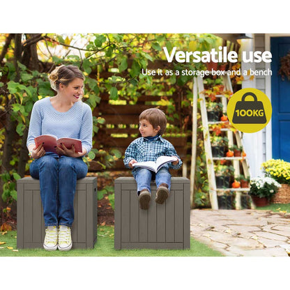 Gardeon Outdoor Storage Box 118L Container Lockable Garden Toy Tool Shed Grey - OZ Home Deals
