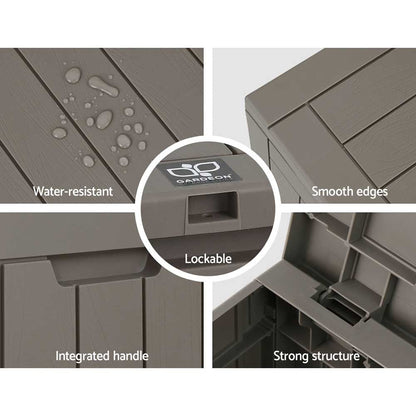 Gardeon Outdoor Storage Box 118L Container Lockable Garden Toy Tool Shed Grey - OZ Home Deals