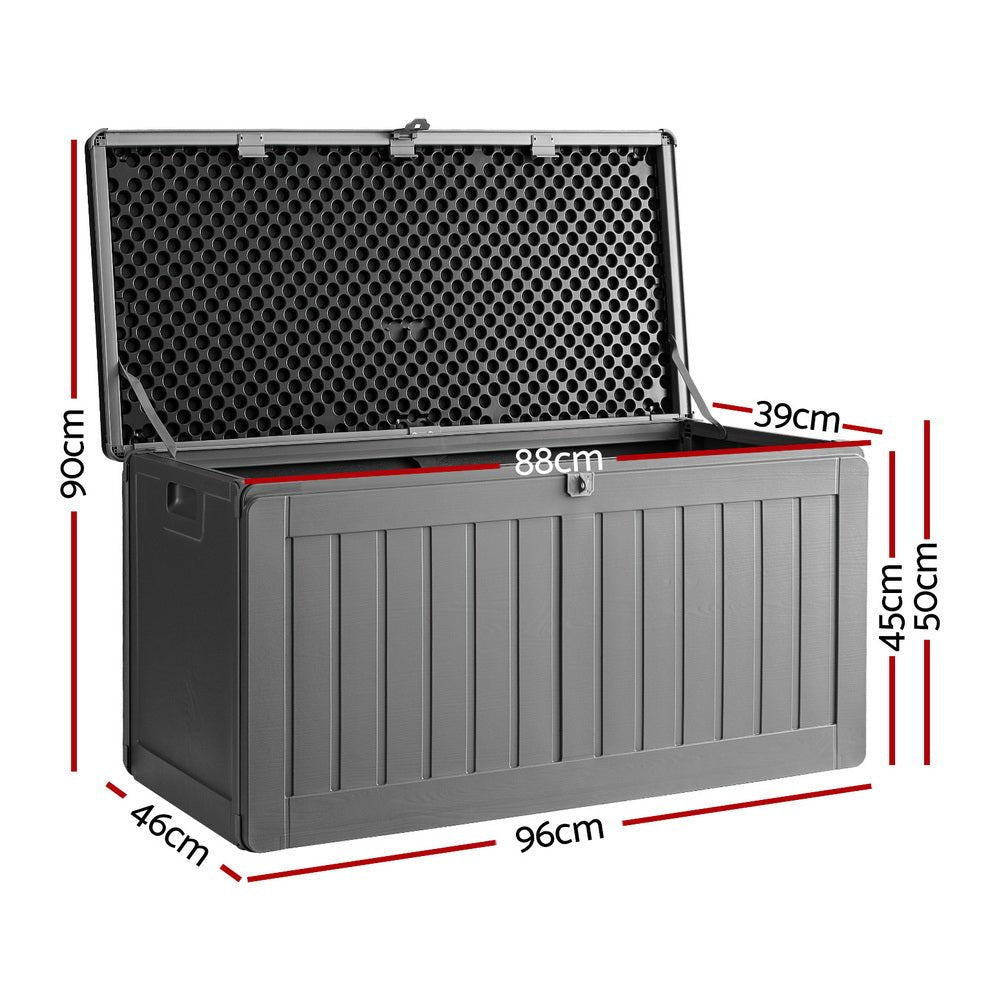 Gardeon Outdoor Storage Box 190L Container Lockable Garden Bench Tool Shed Black - OZ Home Deals