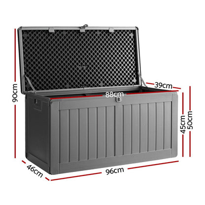 Gardeon Outdoor Storage Box 190L Container Lockable Garden Bench Tool Shed Black - OZ Home Deals