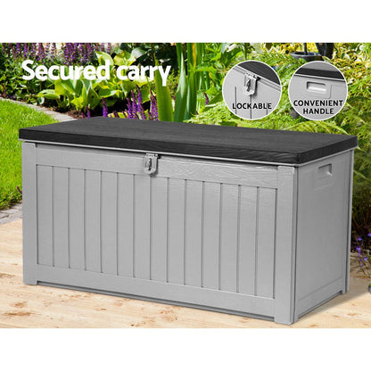 Gardeon Outdoor Storage Box 190L Container Lockable Garden Bench Tool Shed Black - OZ Home Deals