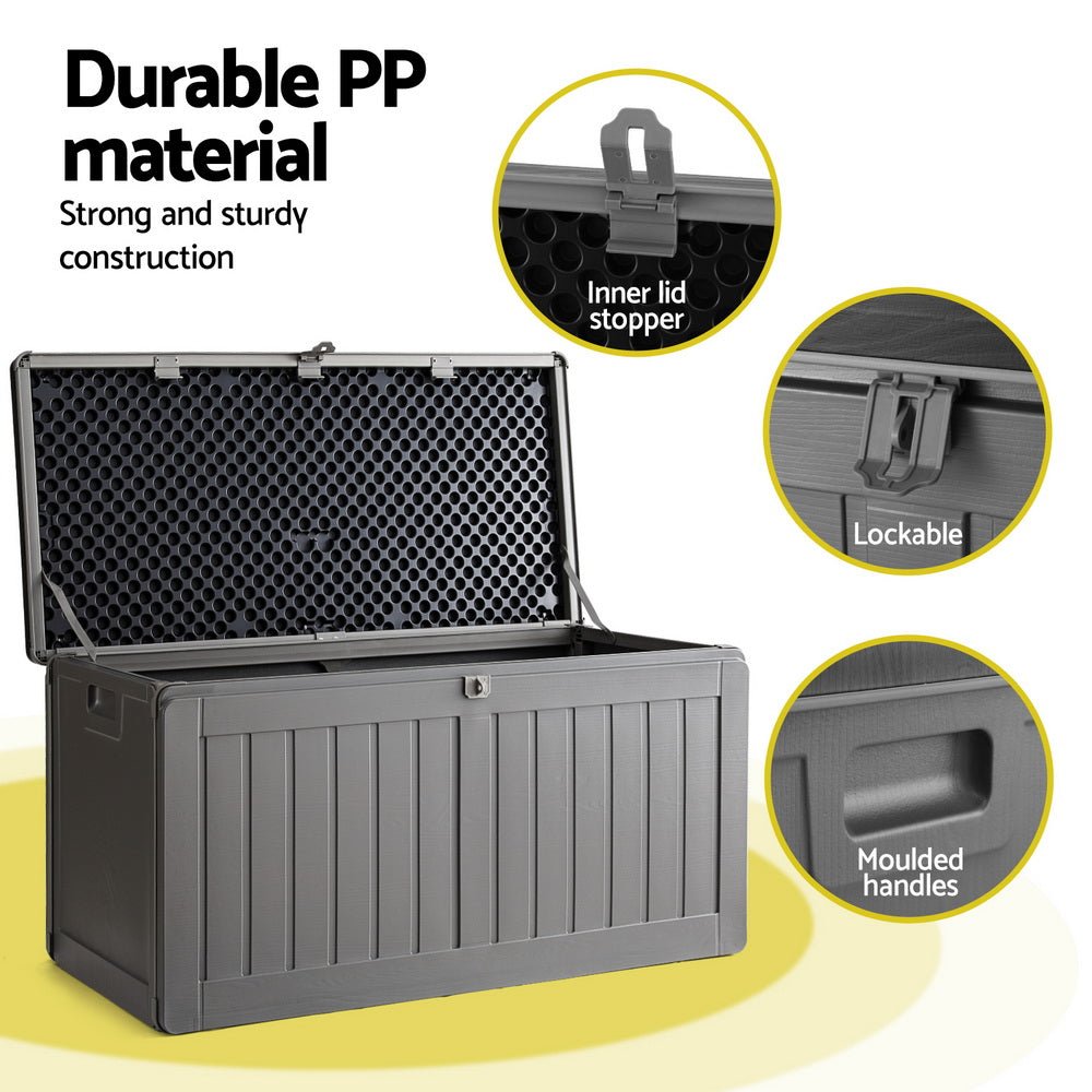Gardeon Outdoor Storage Box 190L Container Lockable Garden Bench Tool Shed Black - OZ Home Deals