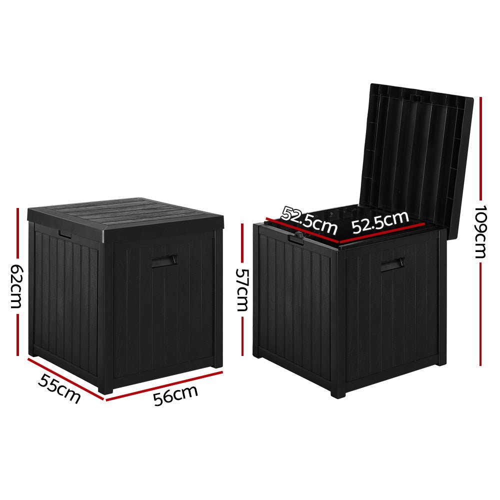 Gardeon Outdoor Storage Box 195L Organiser Garden Bench Deck Toy Shed Tool Black - OZ Home Deals
