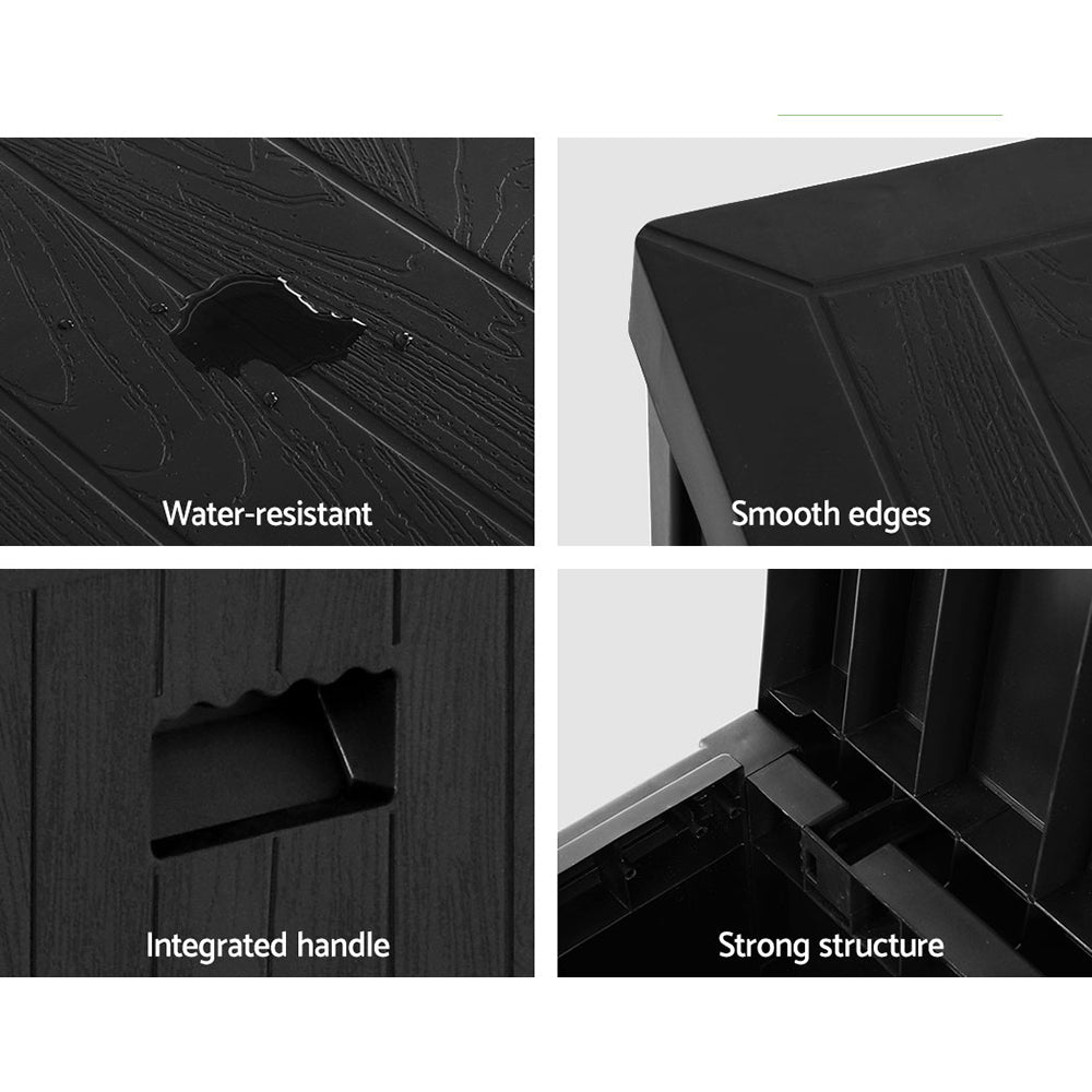 Gardeon Outdoor Storage Box 195L Organiser Garden Bench Deck Toy Shed Tool Black - OZ Home Deals
