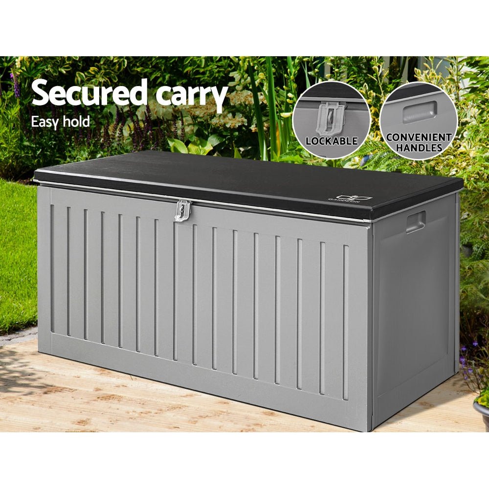 Gardeon Outdoor Storage Box 270L Container Lockable Garden Bench Tool Shed Grey - OZ Home Deals