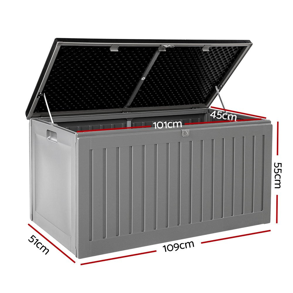 Gardeon Outdoor Storage Box 270L Container Lockable Garden Bench Tool Shed Grey - OZ Home Deals