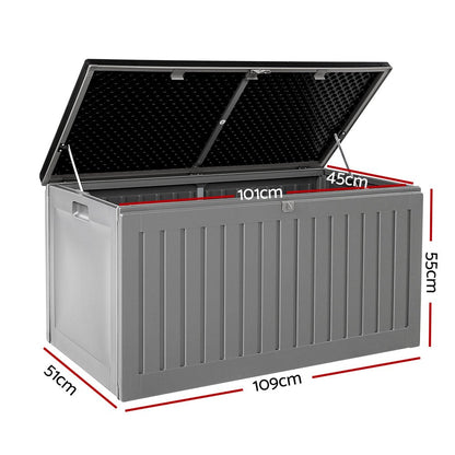 Gardeon Outdoor Storage Box 270L Container Lockable Garden Bench Tool Shed Grey - OZ Home Deals