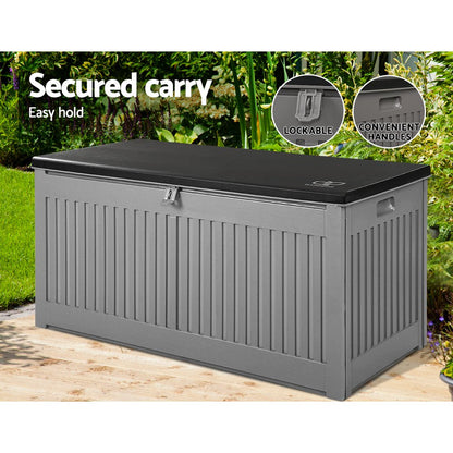 Gardeon Outdoor Storage Box 270L Container Lockable Garden Bench Tool Shed Grey - OZ Home Deals