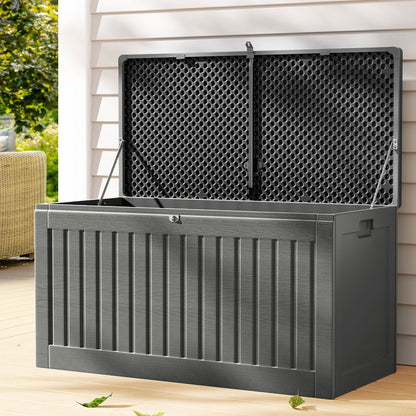 Gardeon Outdoor Storage Box 270L Container Lockable Garden Bench Tool Shed Grey - OZ Home Deals